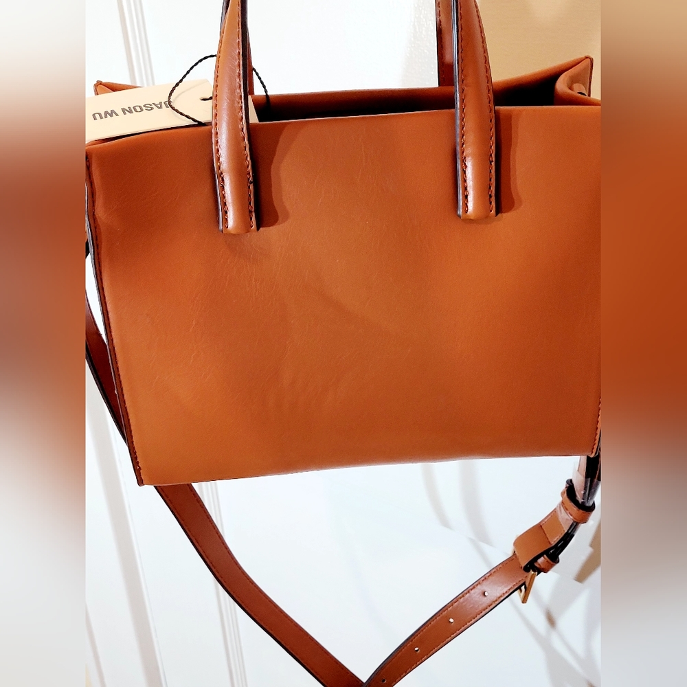 NWT-😍-Jason Wu-Small Leather Monogram-Square Satchel w Shoulder Strap - Picture 4 of 6